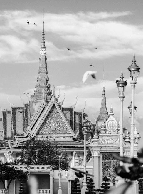 Views of the majestic buildings of Rosewood Phnom Penh that reflect luxury and elegance